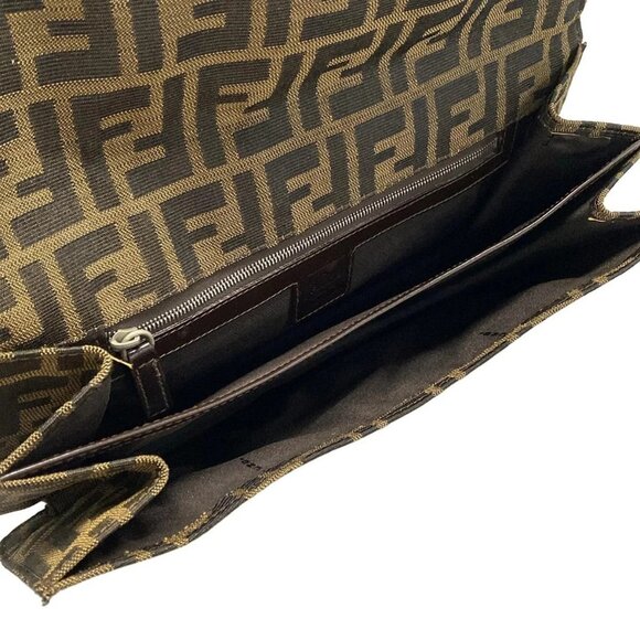 Auth FENDI Mamma bucket / Zucchino pattern - Black Beige Dark Brown Jacquard - Picture 15 of 16